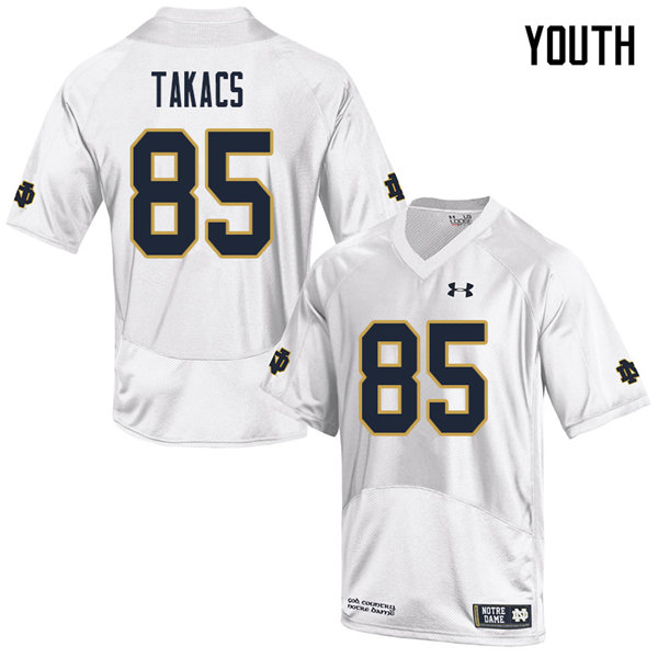 Youth NCAA Notre Dame Fighting Irish #85 George Takacs Stitched College Under Armour Authentic White Football Jersey ZL10M42OG